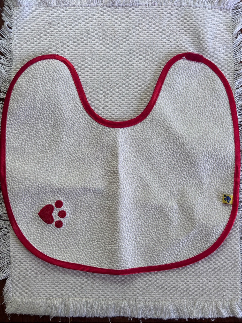 Build-A-Bear Bib red and white hearts reversible two sided design.